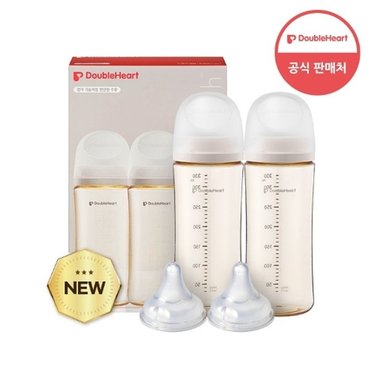 더블하트 모유실감 3세대 PPSU 하루그레이 330ml_트윈팩 (젖꼭지미포...