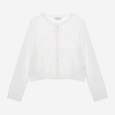 써스데이아일랜드 라운드넥 민자 크롭 가디건 (T254MCD231W)