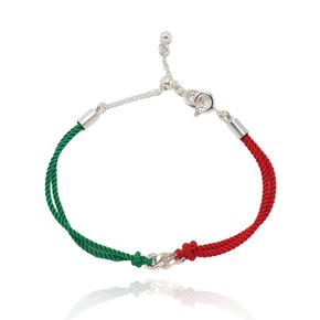 [Ib318]Red Mix Cord Silver Bracelet