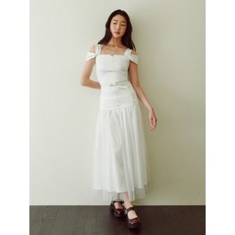 가니송 Bridal Tiffany Belted Dress_white