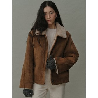 blank03 wool shearing reversible short coat (beige)