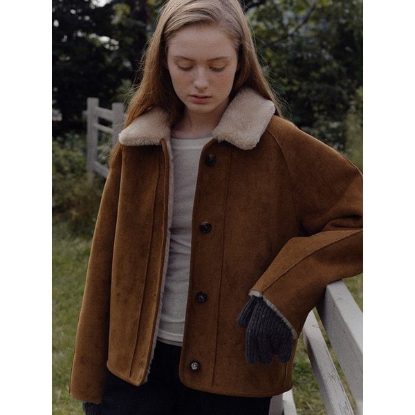 wool shearing reversible short coat (beige)