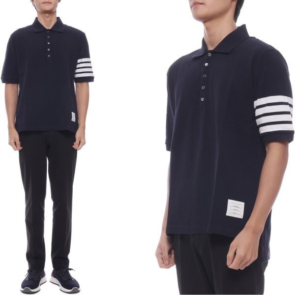 [부산점] 25FW 남성 사선 스트라이프 폴로 반팔티셔츠 (MJP136G 07976 415 25F)