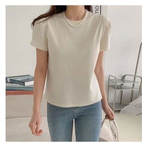[바닐라비] 여성 핀턱 소매 베이직 모달 티셔츠