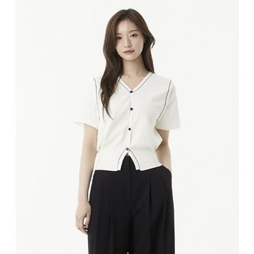 플라스틱아일랜드 조끼 레이어드반팔 가디건 (PR2KG402)