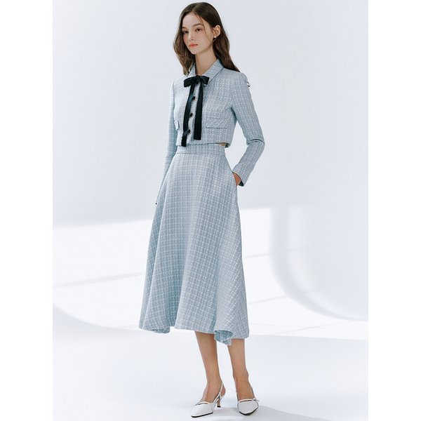 Niki Tweed Midi Flare Skirt_3colors