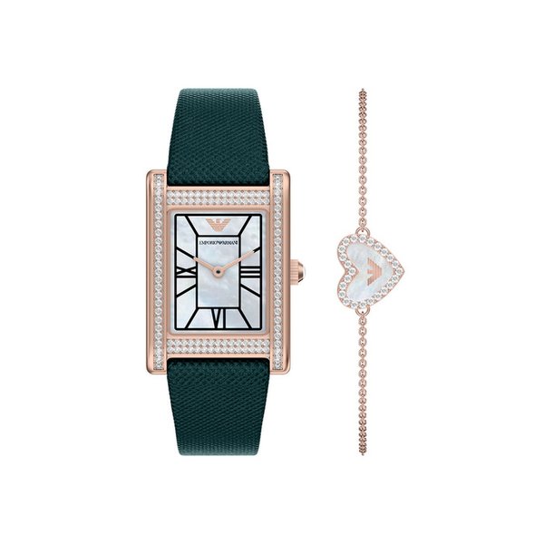 [공식본사정품] 아르마니 AR80085SET (Genni) 제니 자개 스퀘어 팔찌 세트 여성 가죽시계