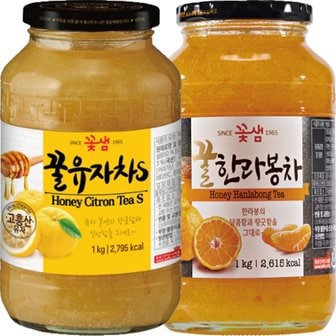  꽃샘 꿀유자차S 1kg+꿀한라봉차 1kg