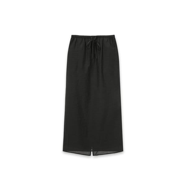 Long Banding Slit skirt Black