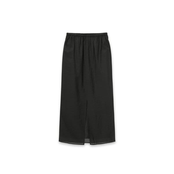 Long Banding Slit skirt Black