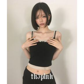 / 시솔 슬림핏 패치 배색 이중 레이어드 나시