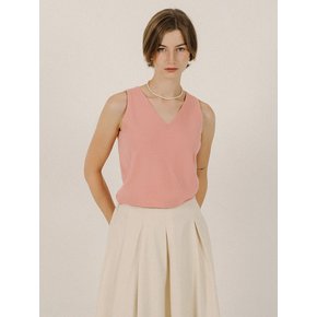 Pearl button v-neck cashmere knit sleeveless