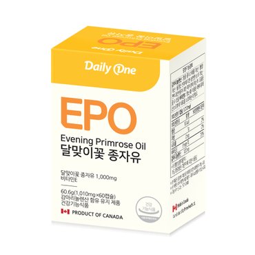 데일리원 EPO 달맞이꽃 종자유 감마리놀렌산 비타민E 1010mg X 60캡슐 1통