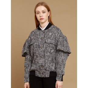 WunderGeist Tweed Handkerchief Sleeve Zip-up Jumper