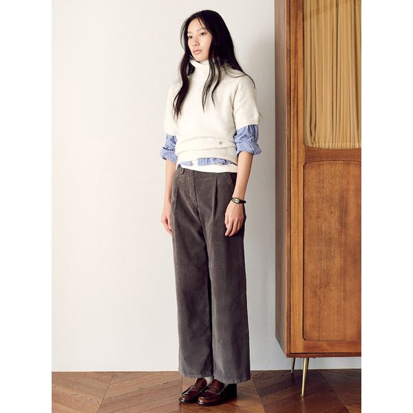 Corduroy Semi Wide Tuck Pants  Ash (KE4X21M014)