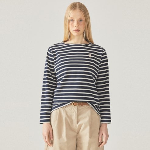 후아유 Stripe Boat neck T-shirt WHLSF2321F
