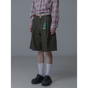 BERMUDA TUCK WIDE PANTS_KHAKI