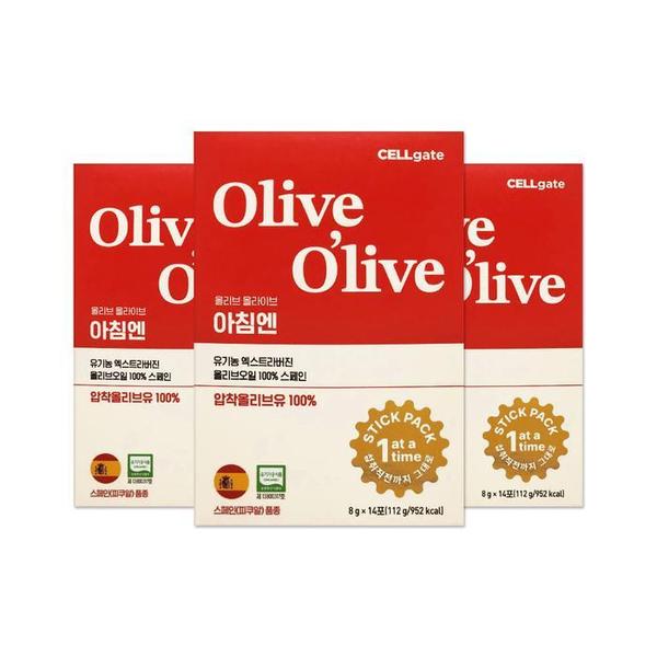 셀게이트 올리브 올라이브 스페인 엑스트라버진 스틱형 올리브오일 8g 14포 3개/ (S40013395)