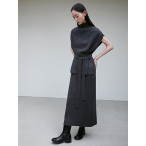 WOOL BLENDED RIBBED LONG SKIRT