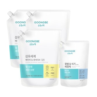 궁중비책 [가성비 리필세트] 궁중비책 섬유세제 리필 1500ml x3개 + 식기세정제 400ml x1개