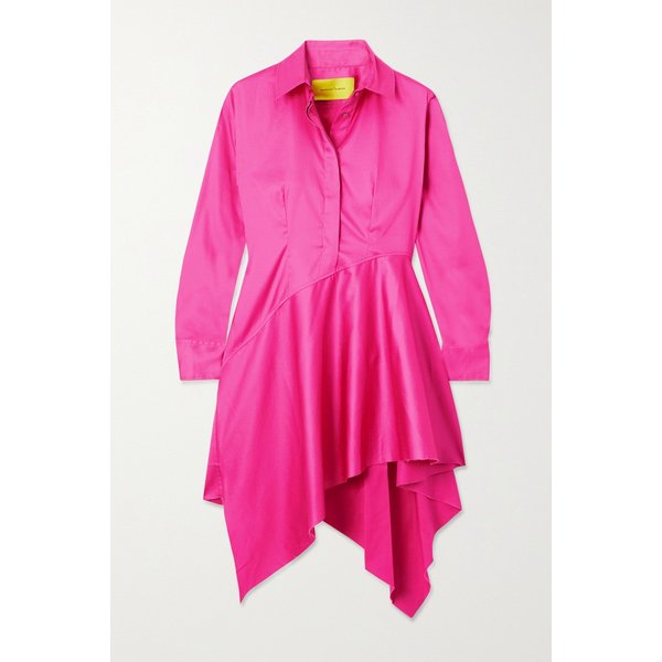 비대칭 스트레치 코튼 포플린 미니 셔츠 드레스 핑크 1647597310827862