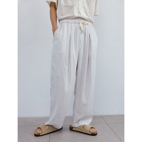 Pleats linen deep tuck pants (silver gray)