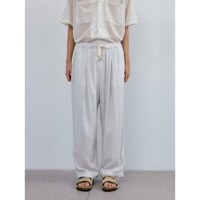 Pleats linen deep tuck pants (silver gray)