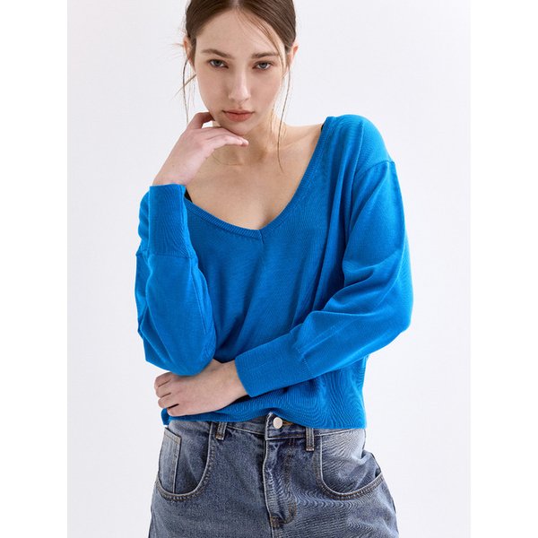 Maison V-neck Knit blue