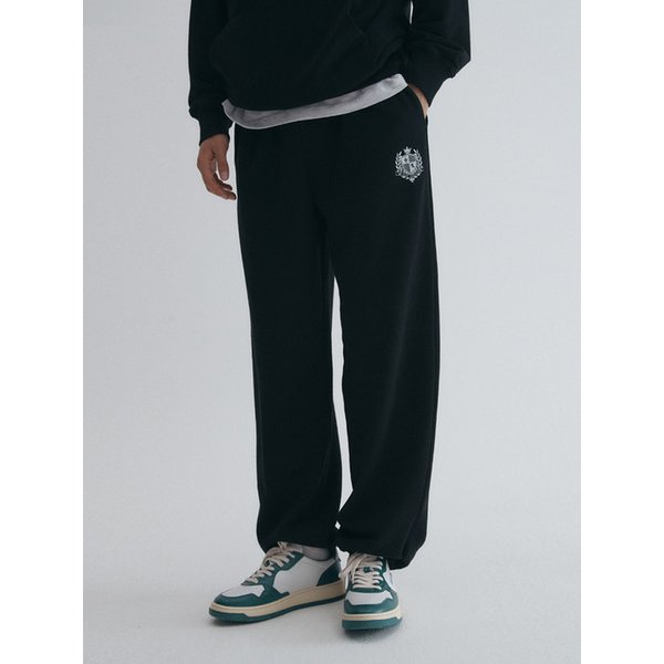 엠블럼 프린트 스웻 남성 팬츠 BLACK