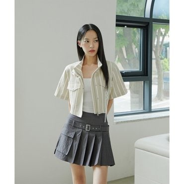 에고이스트 [CAPSULE LINE] 스트라이프 레이스업 아웃포켓 크롭 자켓 (ER2WJ661)