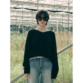 RACCOON V-NECK KNIT(BK)