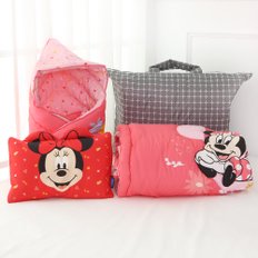 Disney 디즈니 정품 유아 간절기 겉싸개+패드+짱구베개 SET (미니 핑크)