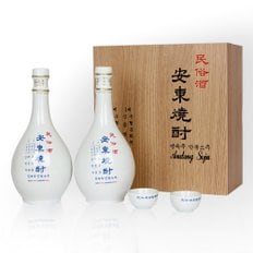 [전통주애] 민속주 안동소주 특2호 45% (600ml*2본, 잔 2개) (+쇼핑백)