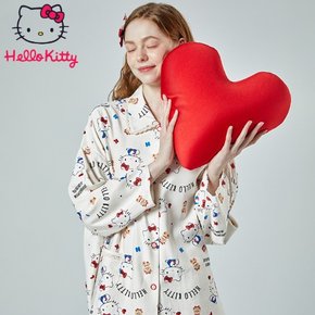 산리오 정품 프리미엄 면 잠옷 스위트 카라넥 긴소매 세트 긴팔상하세트 HK-4656