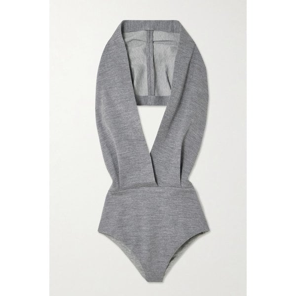 후드 오픈백 드레이프 울 블렌드 저지 바디수트 46376663162910917