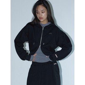 SOFT CROP ZIP-UP HOODY BLACK