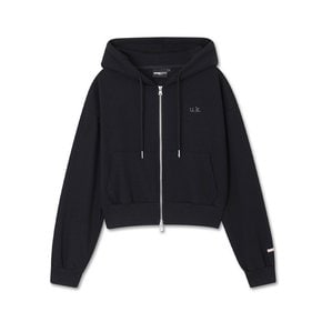 SOFT CROP ZIP-UP HOODY BLACK