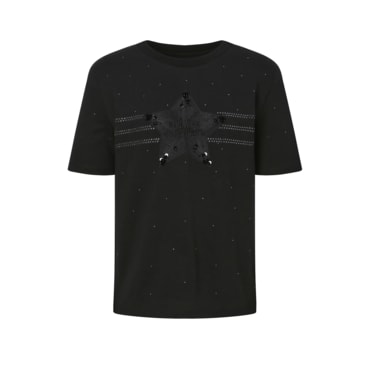 질스튜어트뉴욕 25SS 블랙 로고자수 면 반팔티셔츠 (JSTS5B400BK)