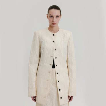 EENK ZACQI Round Neck Long Jacket - Cream