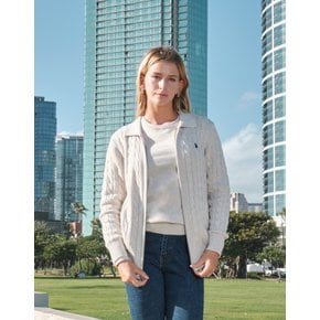 [U.S. POLO ASSN.] 24SS 오트밀 코튼100 봄 케이블 카라집업 여성