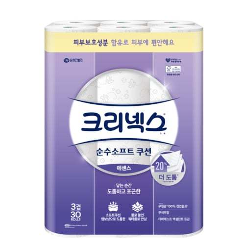 [쓱7클럽]크리넥스 3겹 순수소프트쿠션 에센스 30m*30롤