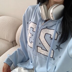 레이스 패치 넘버링 집업 캐주얼 데일리 학생 스트릿 인기 봄 가을 10대 교복 .._P439508693