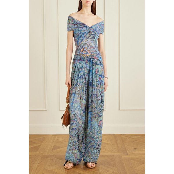 프린트 오프숄더 메쉬 탑 46376663163022233