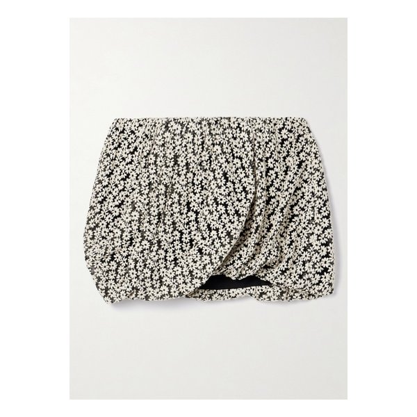 스테이시아 드레이프 자수 코튼 혼방 튤 미니 스커트 그레이 46376663162889987