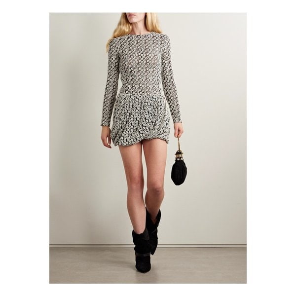 스테이시아 드레이프 자수 코튼 혼방 튤 미니 스커트 그레이 46376663162889987