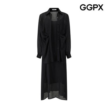 GGPX 시스루 셔츠 세트 뷔스티에 원피스 (GP7ST016F)