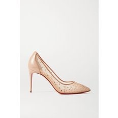 Follies 85 Crystal-embellished Mesh And Glittered-leather Pumps 뉴트럴