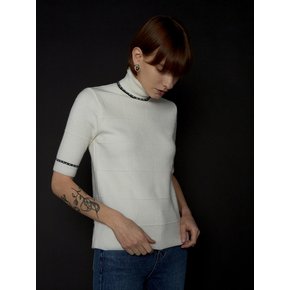 [ELLONARC WHITE] WOOL JACQUARD HIGHNECK KNIT_IVORY