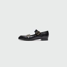 ZOUBLE Double Buckle Leather Loafer - Black