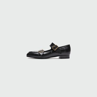 EENK ZOUBLE Double Buckle Leather Loafer - Black